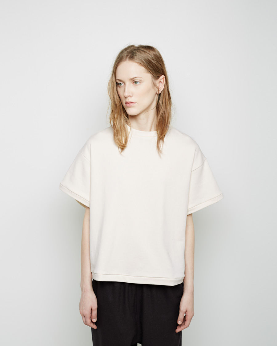 Lyst - Baserange Basic Short Sleeve Sweatshirt in White