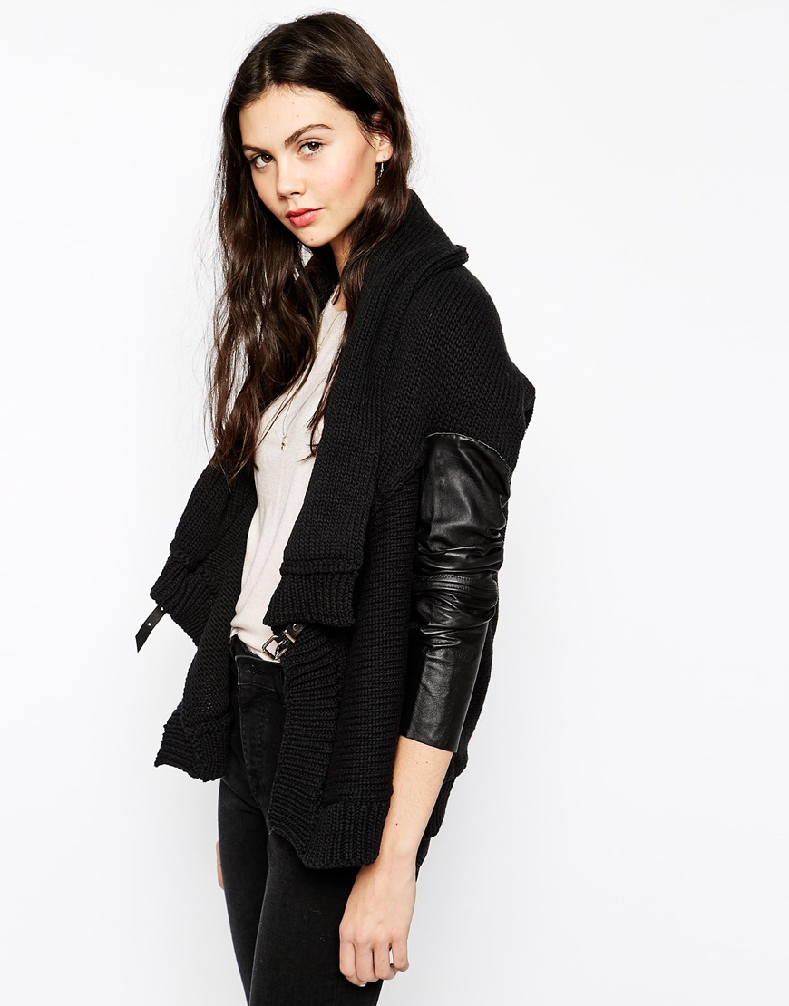 Doma Leather Sweater With Sleeves In Black Lyst Gallery