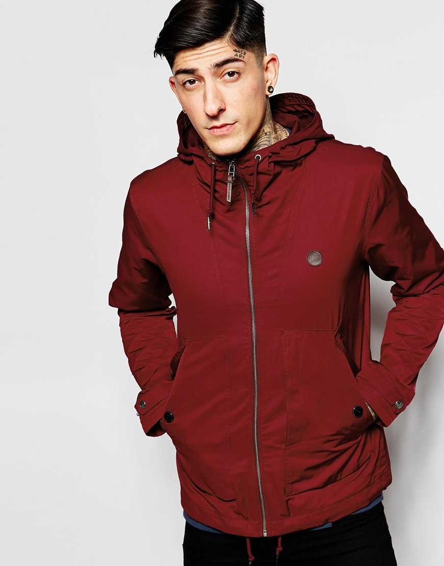 Lyst - Pretty Green Jacket With Hood In Red in Red for Men