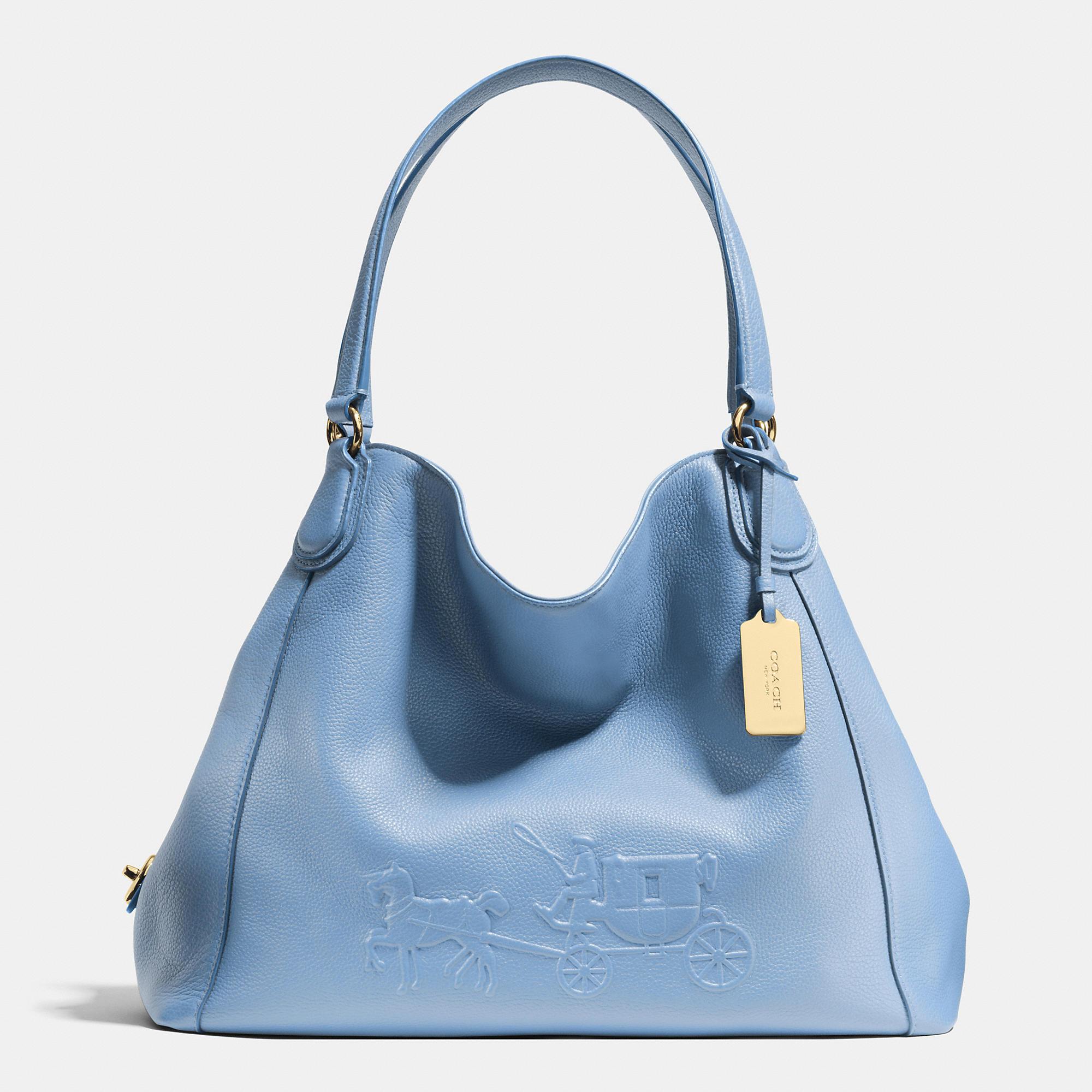 COACH Embossed Horse And Carriage Edie Shoulder Bag In Pebbled Leather ...