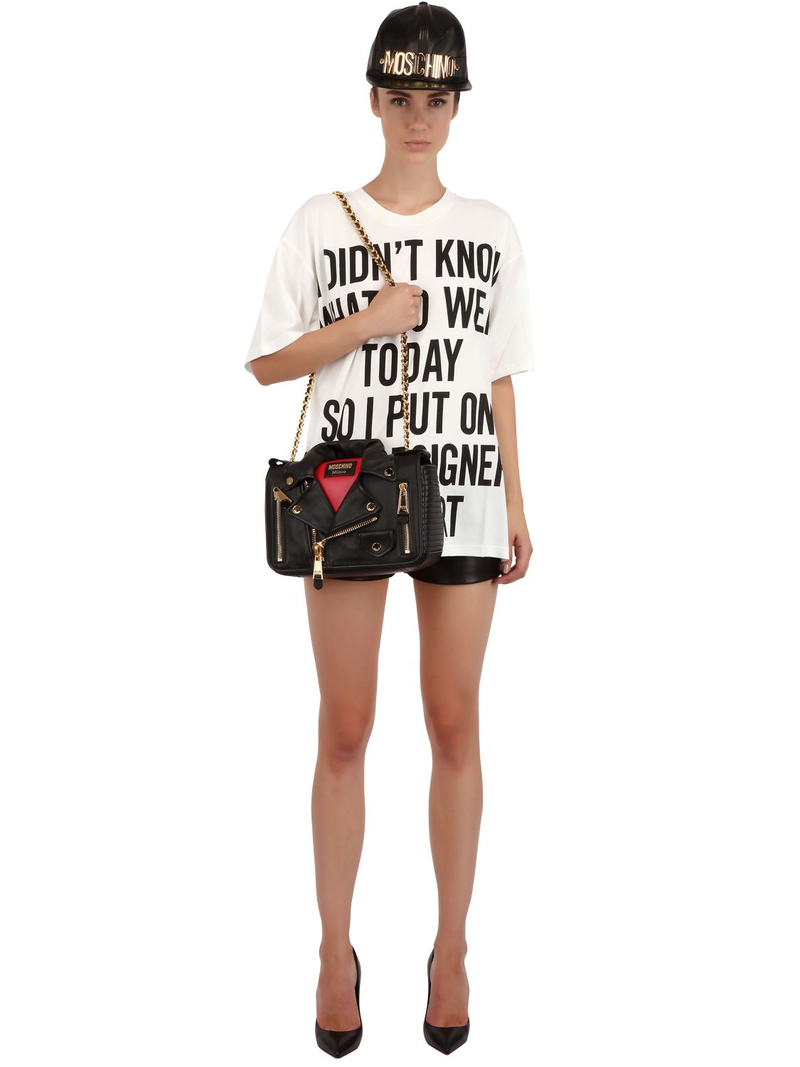 Lyst Moschino Biker Jacket Nappa Leather Shoulder Bag In Red Gallery