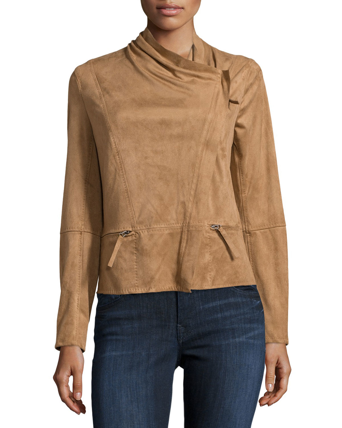 Lyst - Max Studio Faux-suede Moto Jacket in Natural