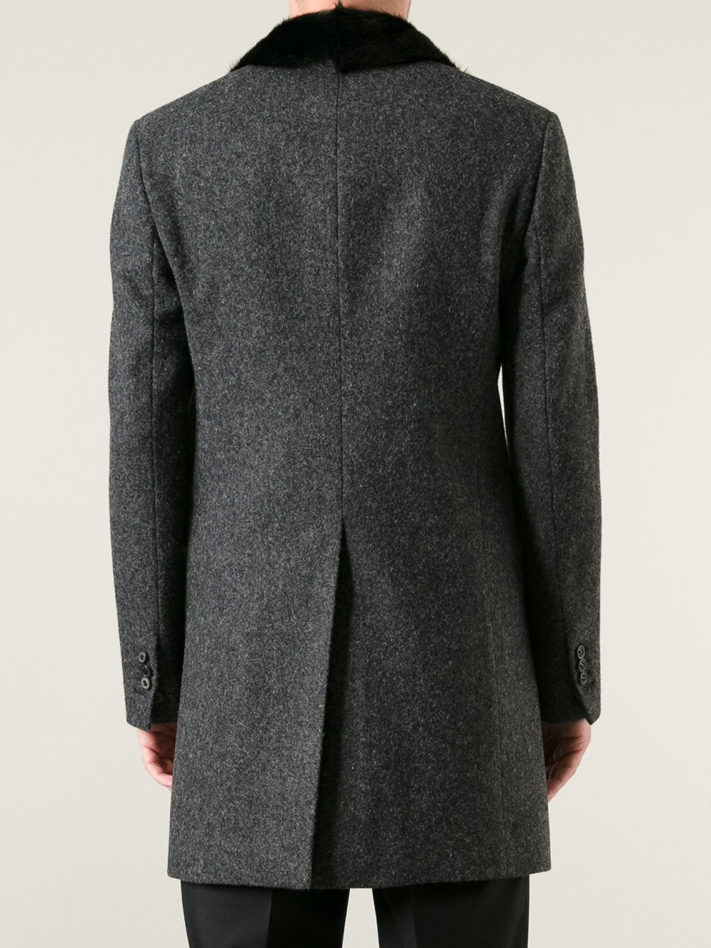 Lyst - Dsquared² Fur Lapels Overcoat in Gray for Men