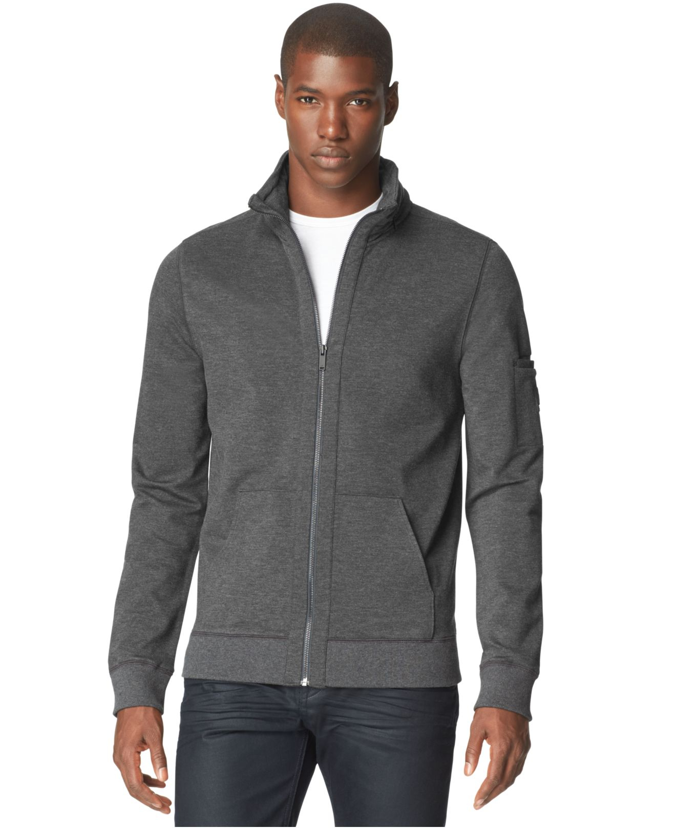 Lyst - Calvin Klein Jeans Zip-Up Sweater in Gray for Men