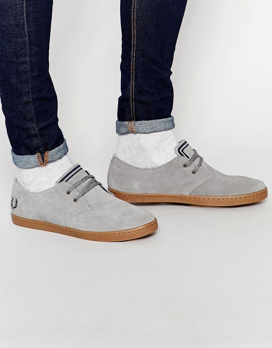 Lyst - Fred Perry Byron Low Suede Sneakers - Grey in Brown for Men