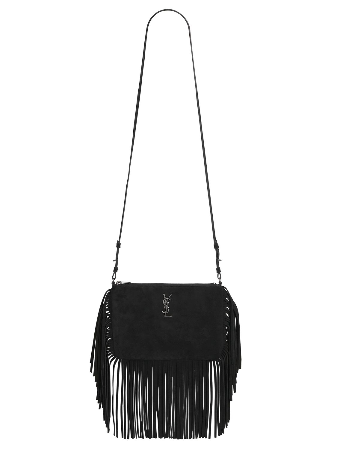 Monogram Suede Fringe Shoulder Bag, ysl diaper bag