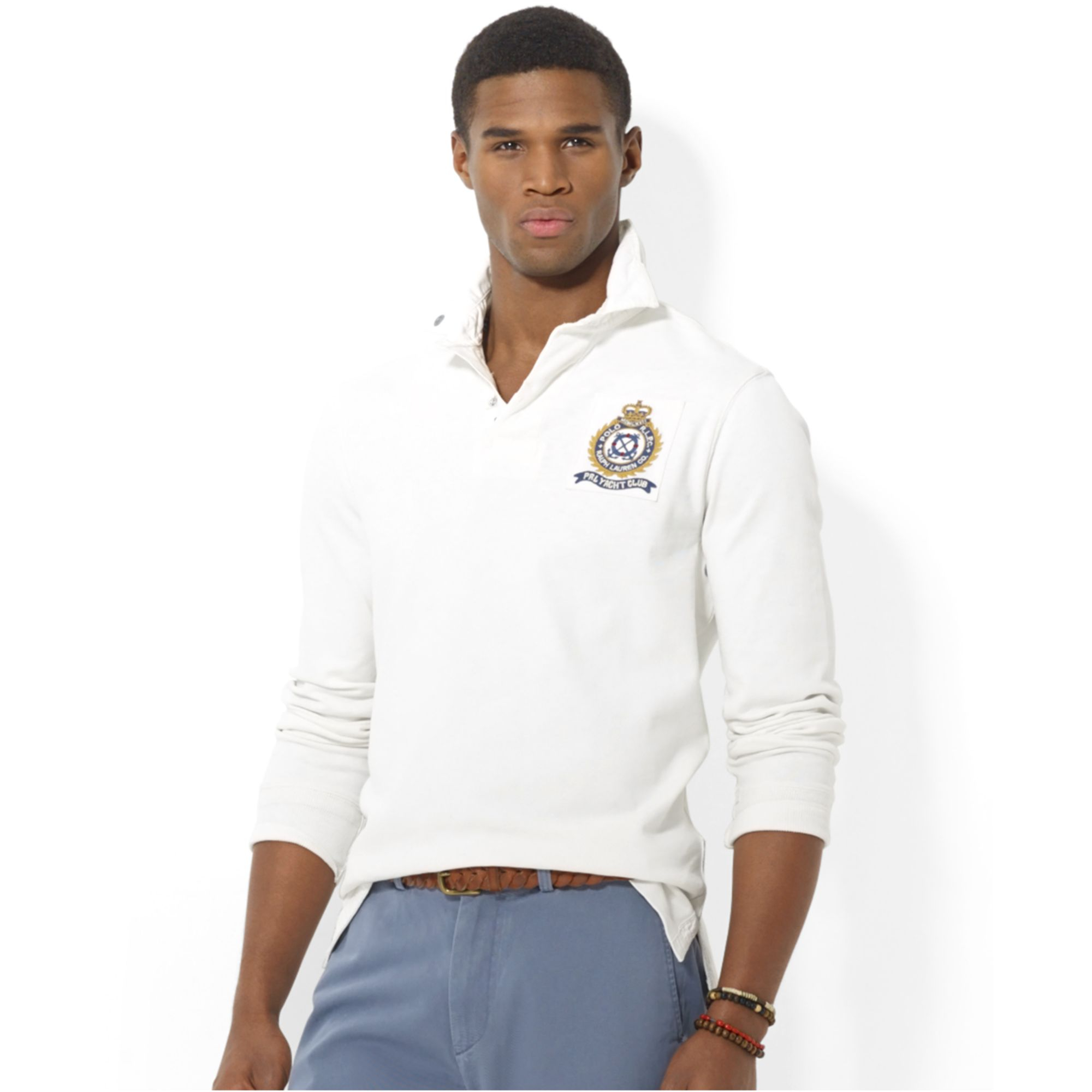 Lyst - Polo Ralph Lauren Polo Crest Jersey Rugby Shirt in White for Men