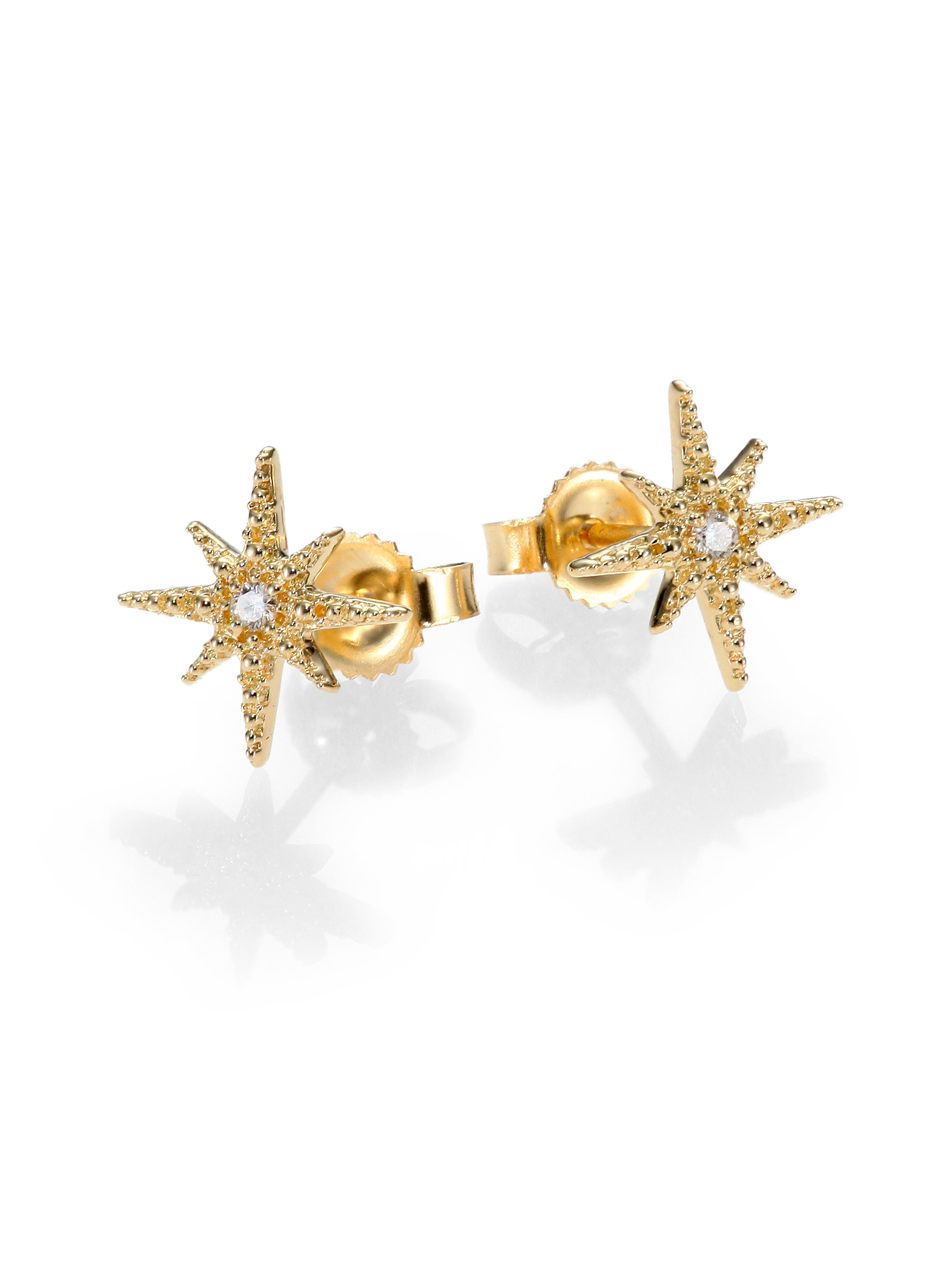 Lyst Mizuki Icicle Diamond 14k Yellow Gold Star Stud Earrings In Gallery