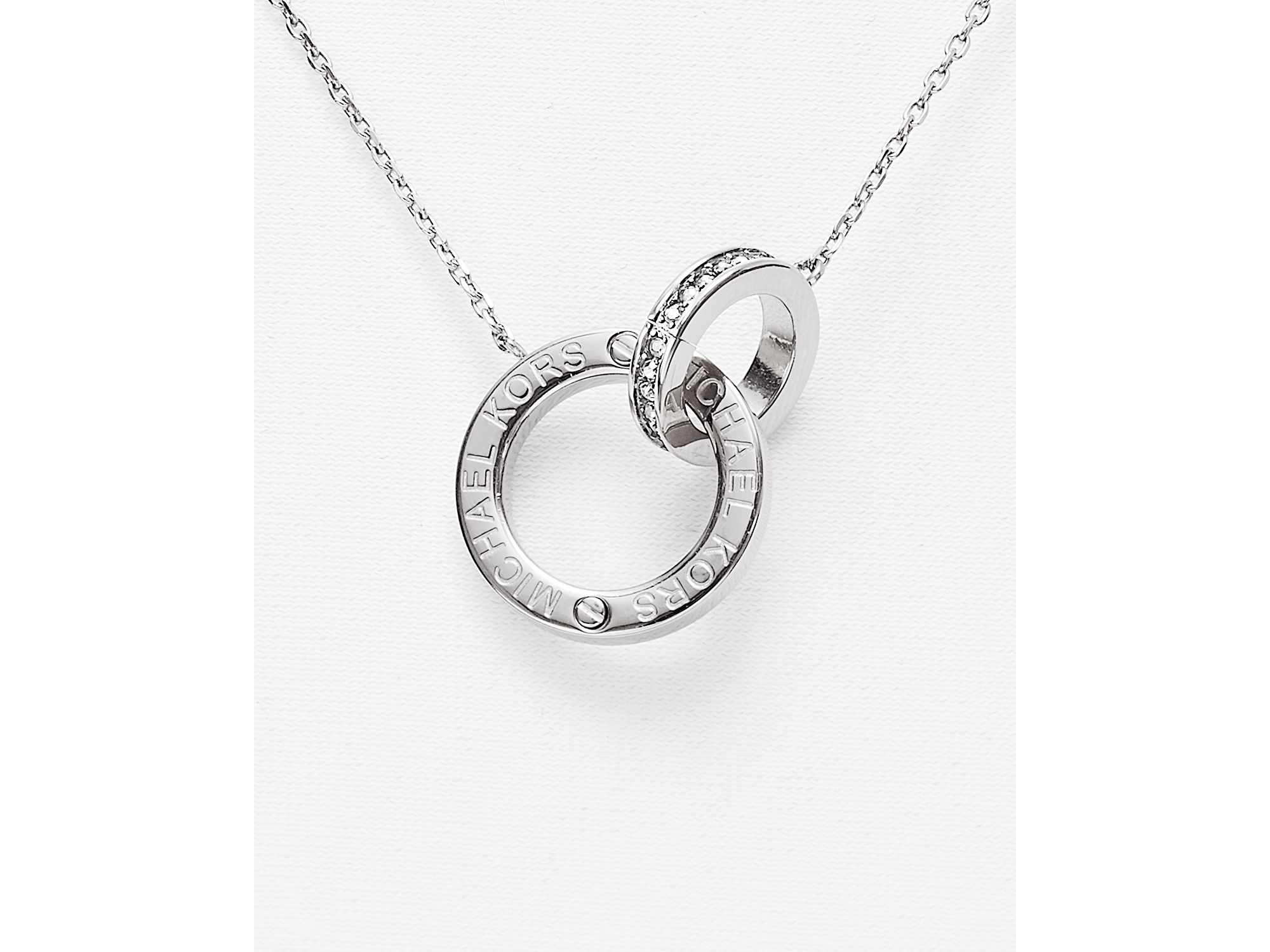 Michael kors Interlocking Logo Ring Pendant Necklace, 18