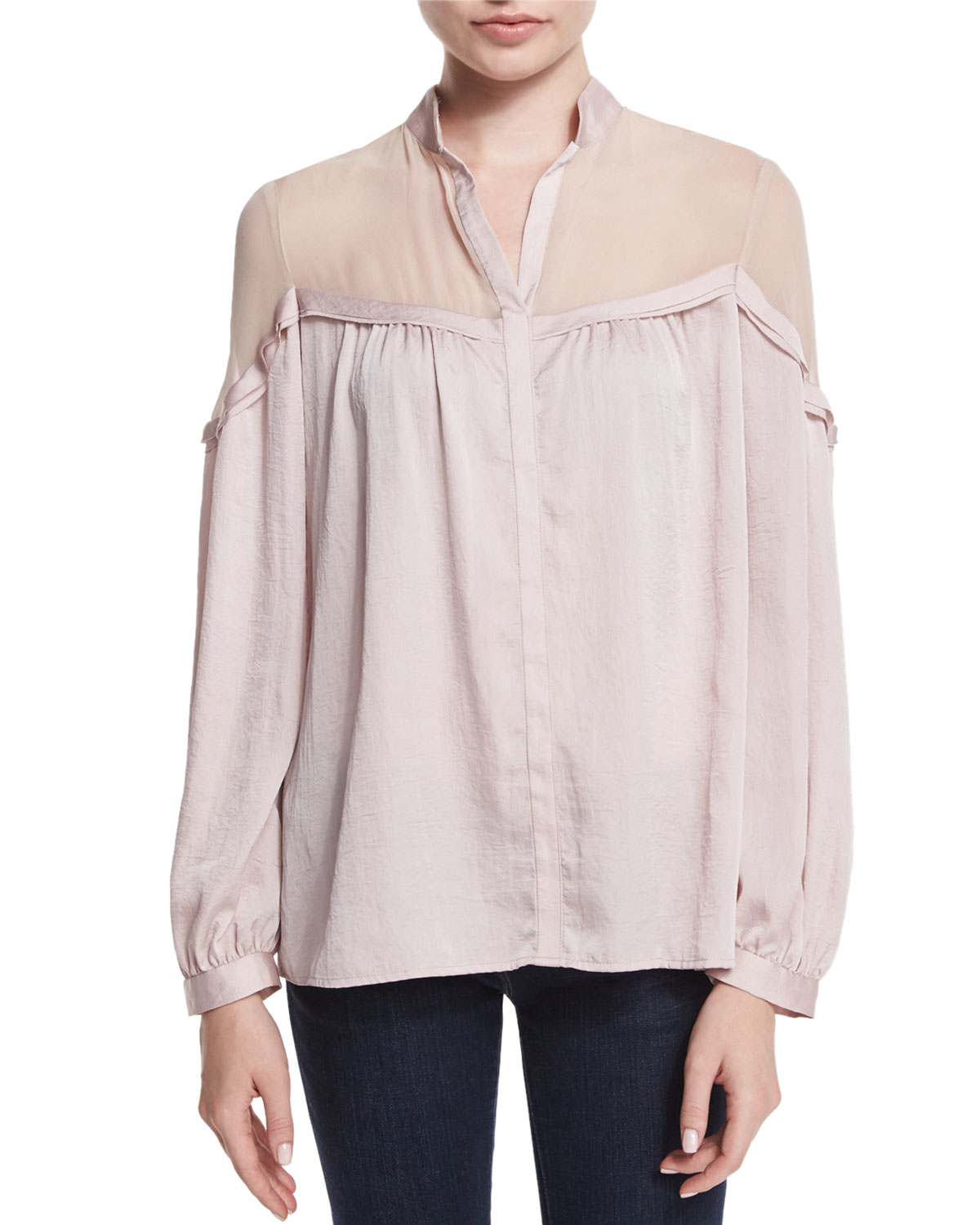 Nanette lepore Long-sleeve Peasant Blouse in Pink (PALE PINK) | Lyst