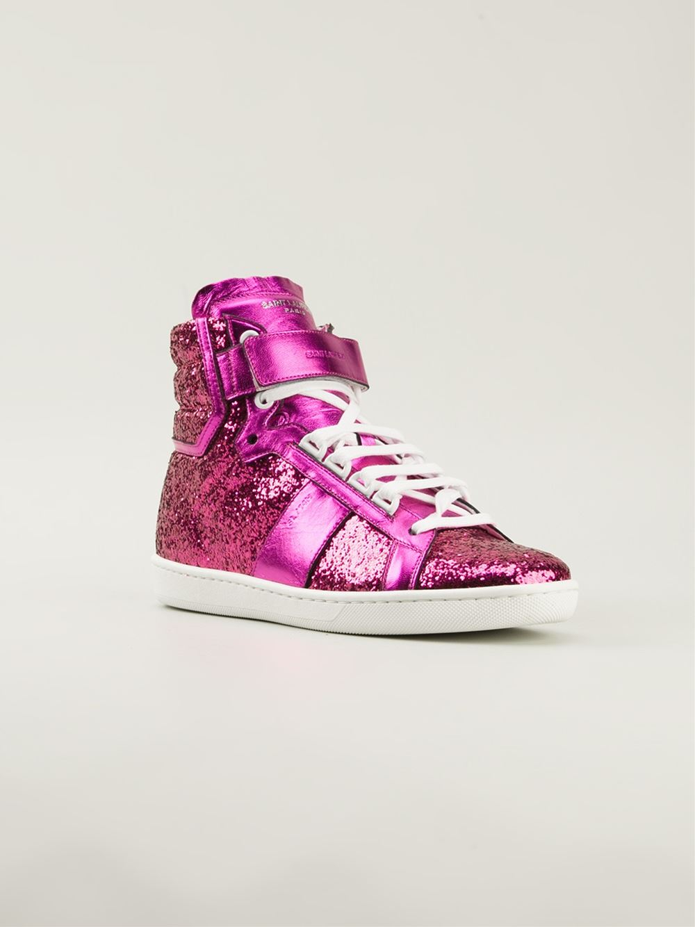 Saint laurent 'court Classic' Glitter Hi-top Sneakers in Pink (pink ...