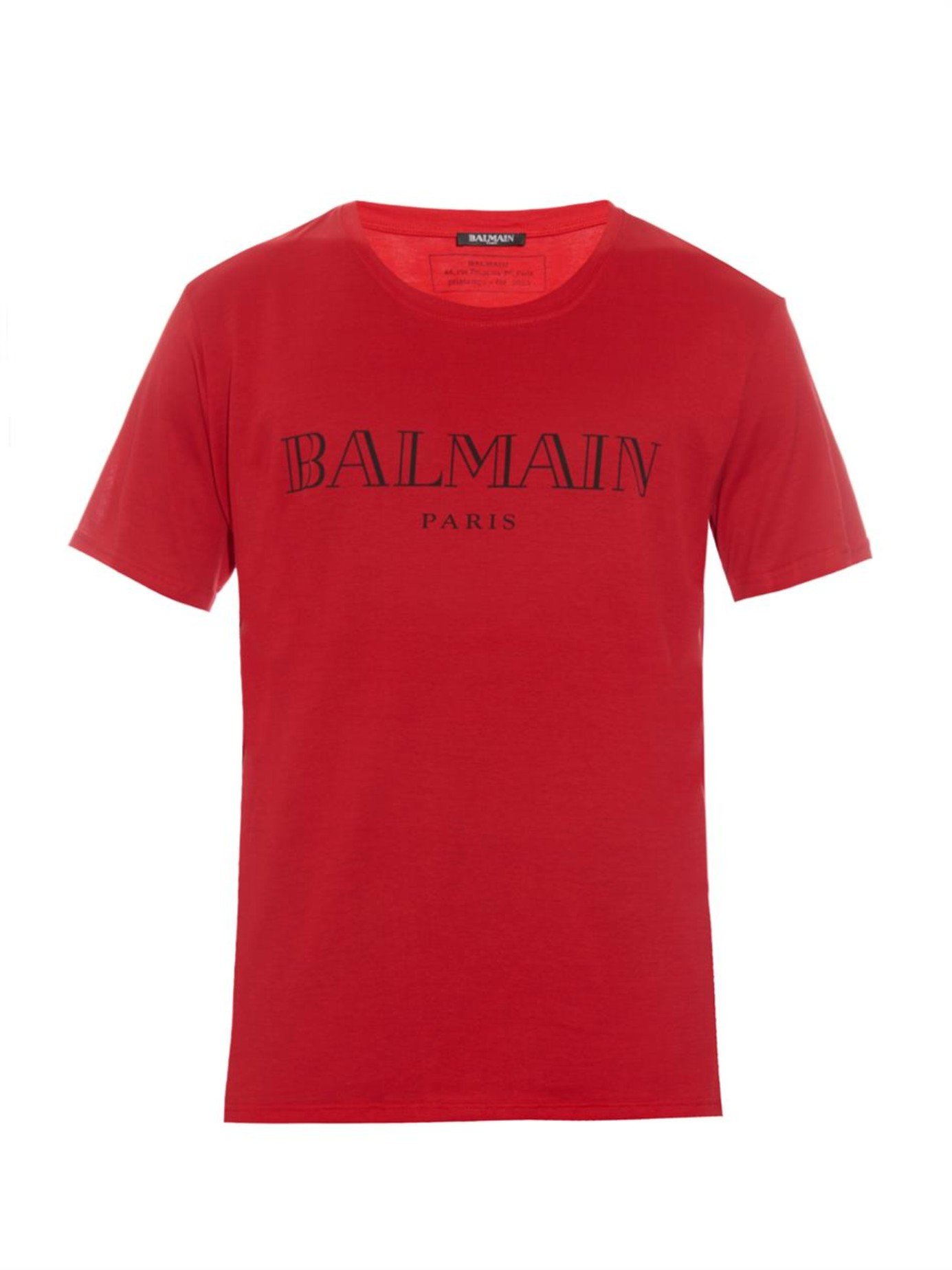 Balmain Logo-Print Cotton T-Shirt in Red for Men | Lyst