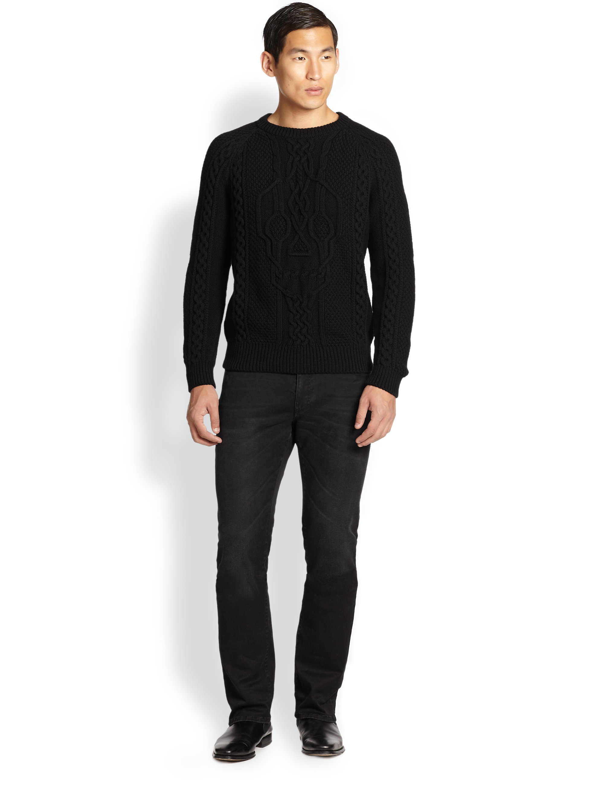 Alexander mcqueen Skull Cable Knit Sweater in Black for Men | Lyst