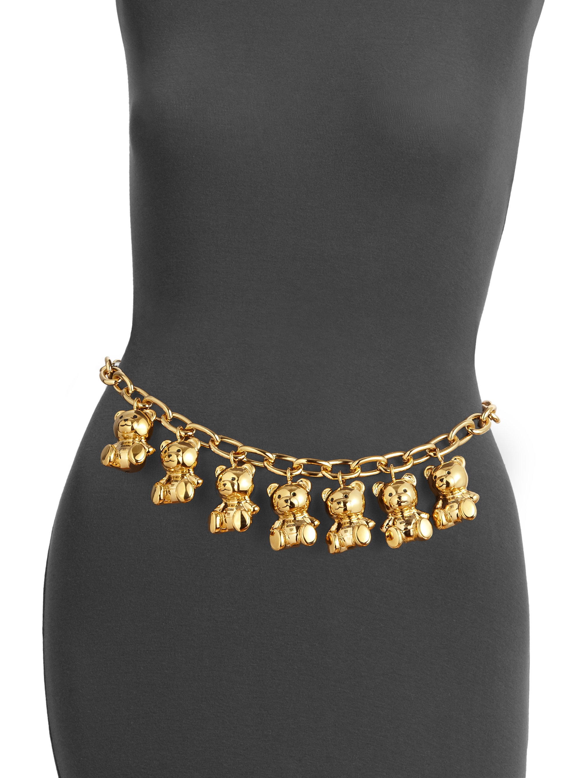 Lyst Moschino Teddy Bear Charm Chain Belt in Metallic