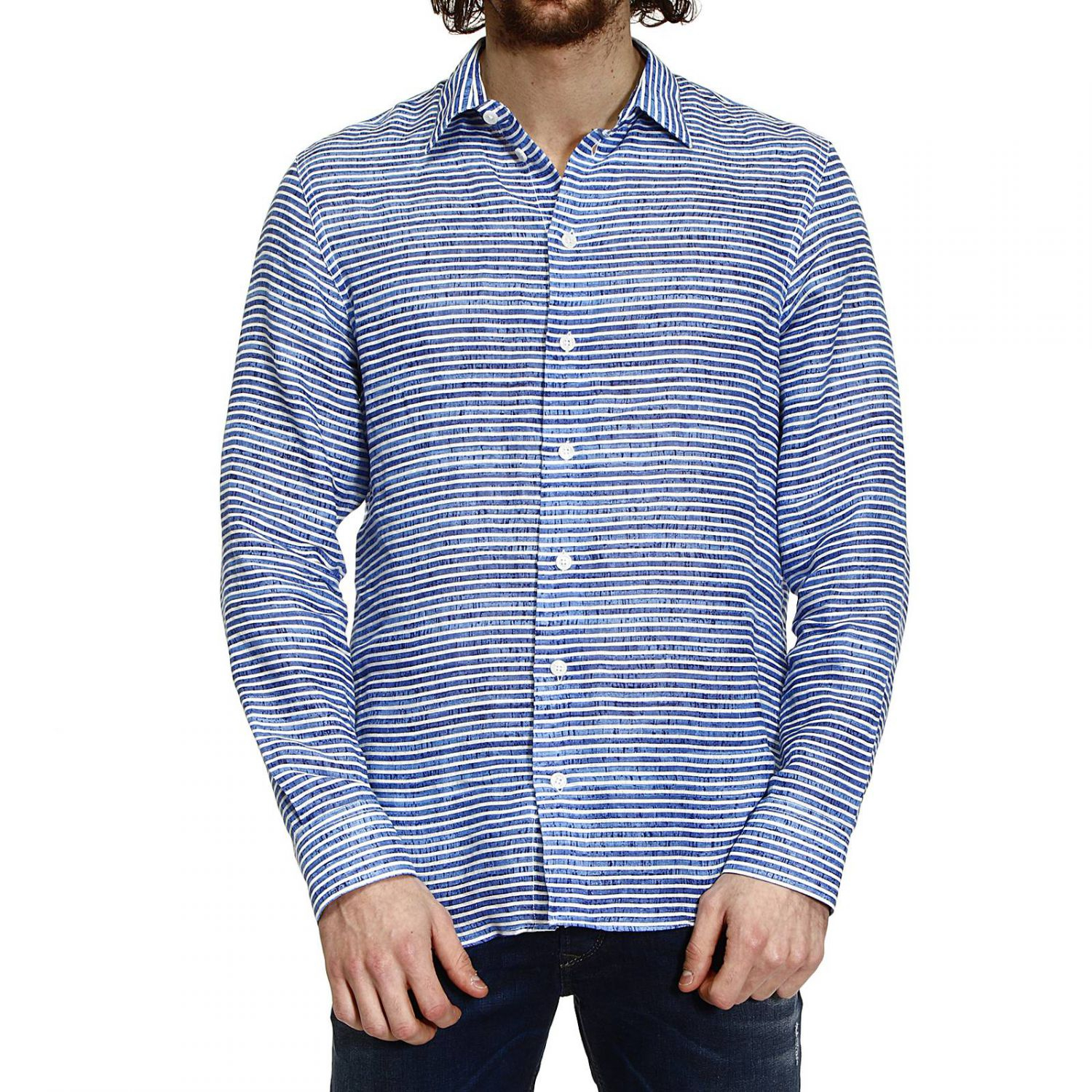 Giorgio Armani | Blue Shirt Line Striped Modern for Men | Lyst