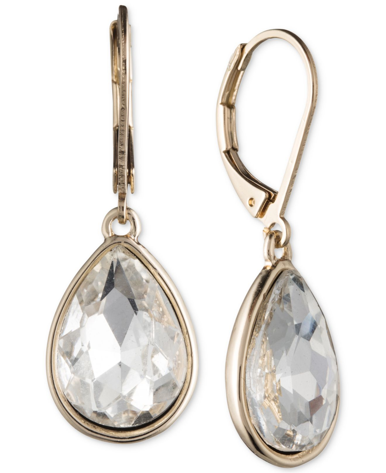 Lyst Nine West Gold Tone Crystal Teardrop Earrings In Metallic Gallery