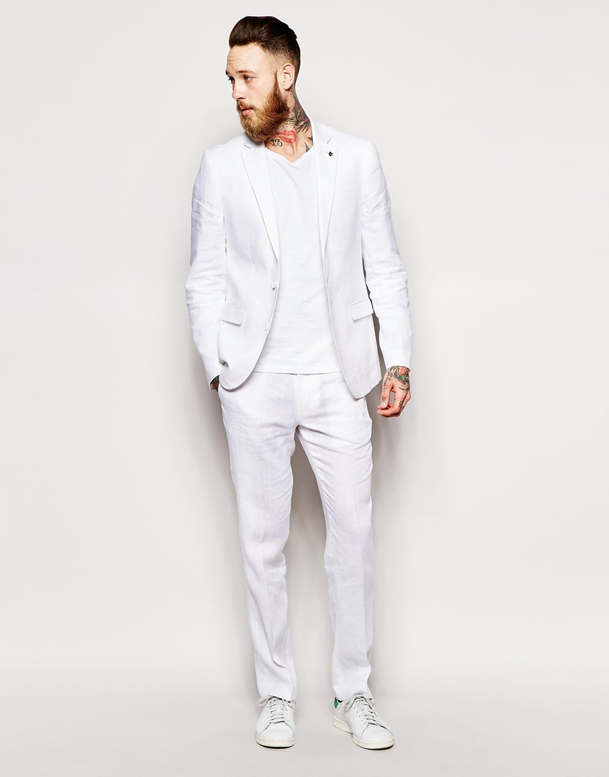 Lyst - Asos Slim Fit Suit Jacket In 100% Linen in White for Men