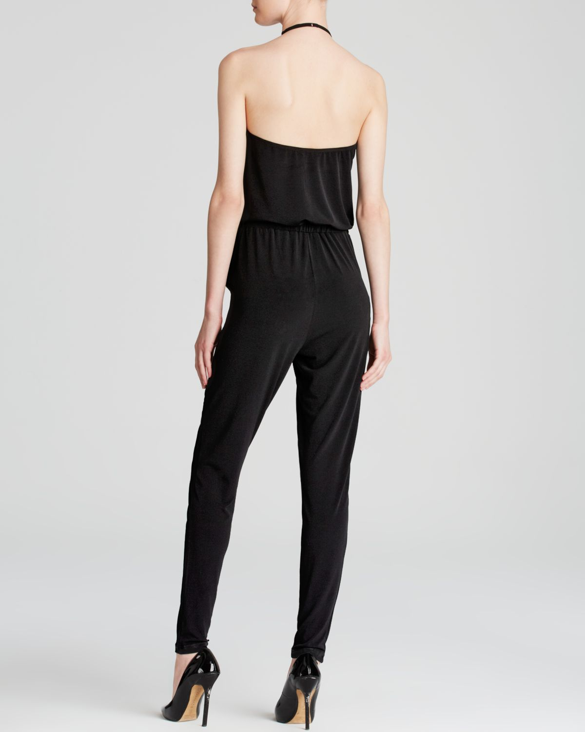 Guess Lace Up Halter Jumpsuit in Black Lyst