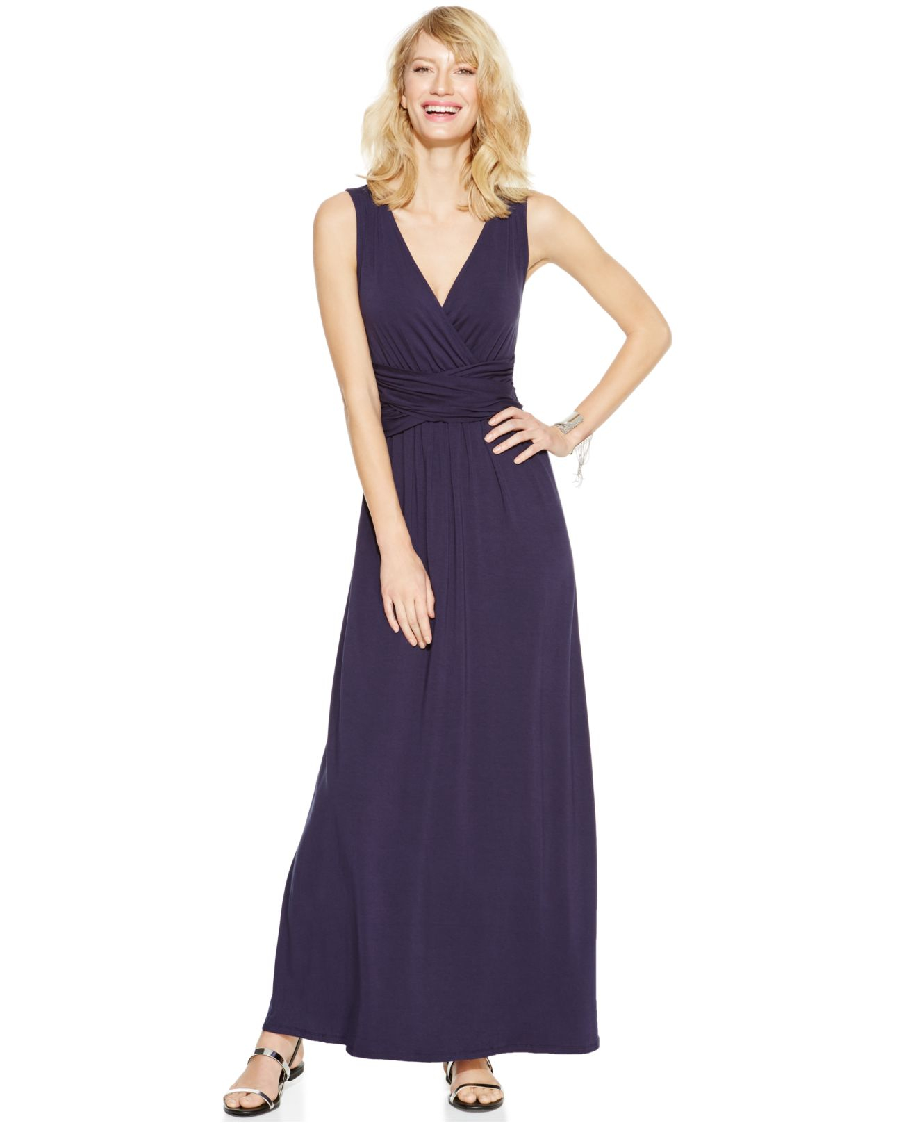 Lyst - Inc International Concepts Petite Sleeveless Ruched-Waist Maxi ...