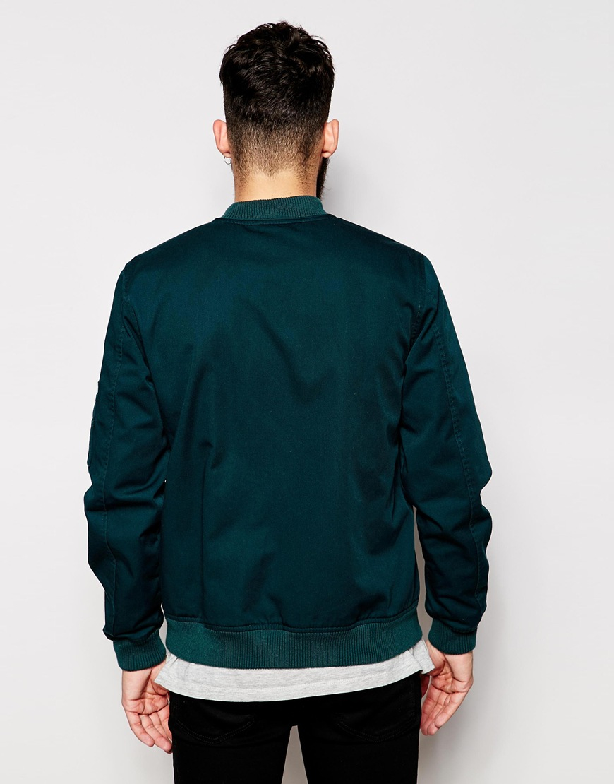 Lyst Asos Bomber Jacket In Teal in Blue for Men