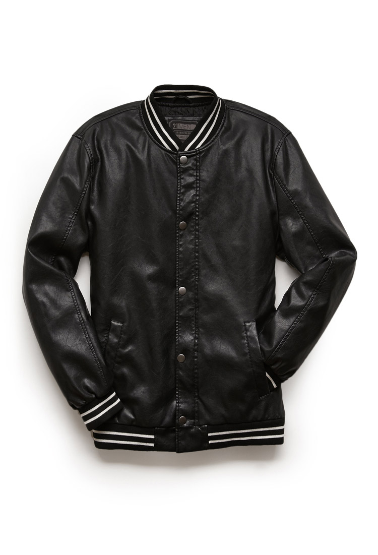 Lyst Forever 21 Faux Leather Varsity Jacket In Black For Men Gallery Men S Varsity Jackets