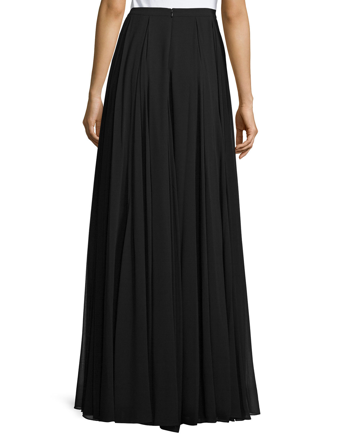 Lyst Halston Pleated A Line Maxi Skirt In Black 