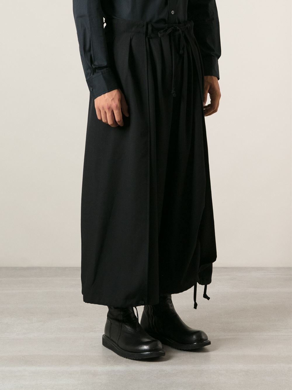 Yohji Yamamoto Wide Leg Wrap Pants in Black for Men - Lyst