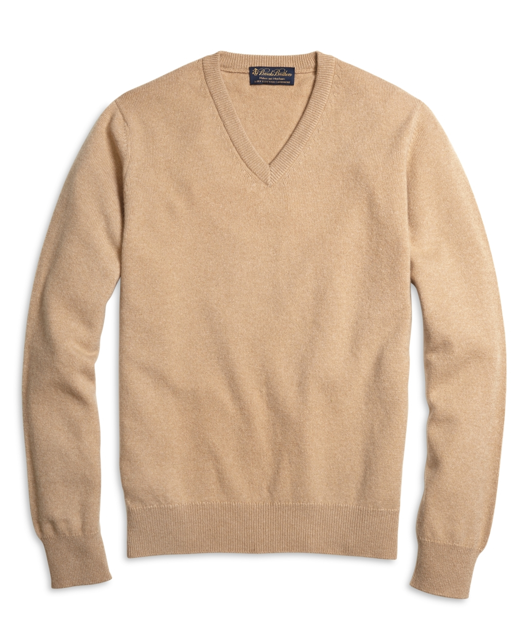Brooks Brothers Camel Cashmere V Neck Sweater Beige Product 0 519623425 Normal 
