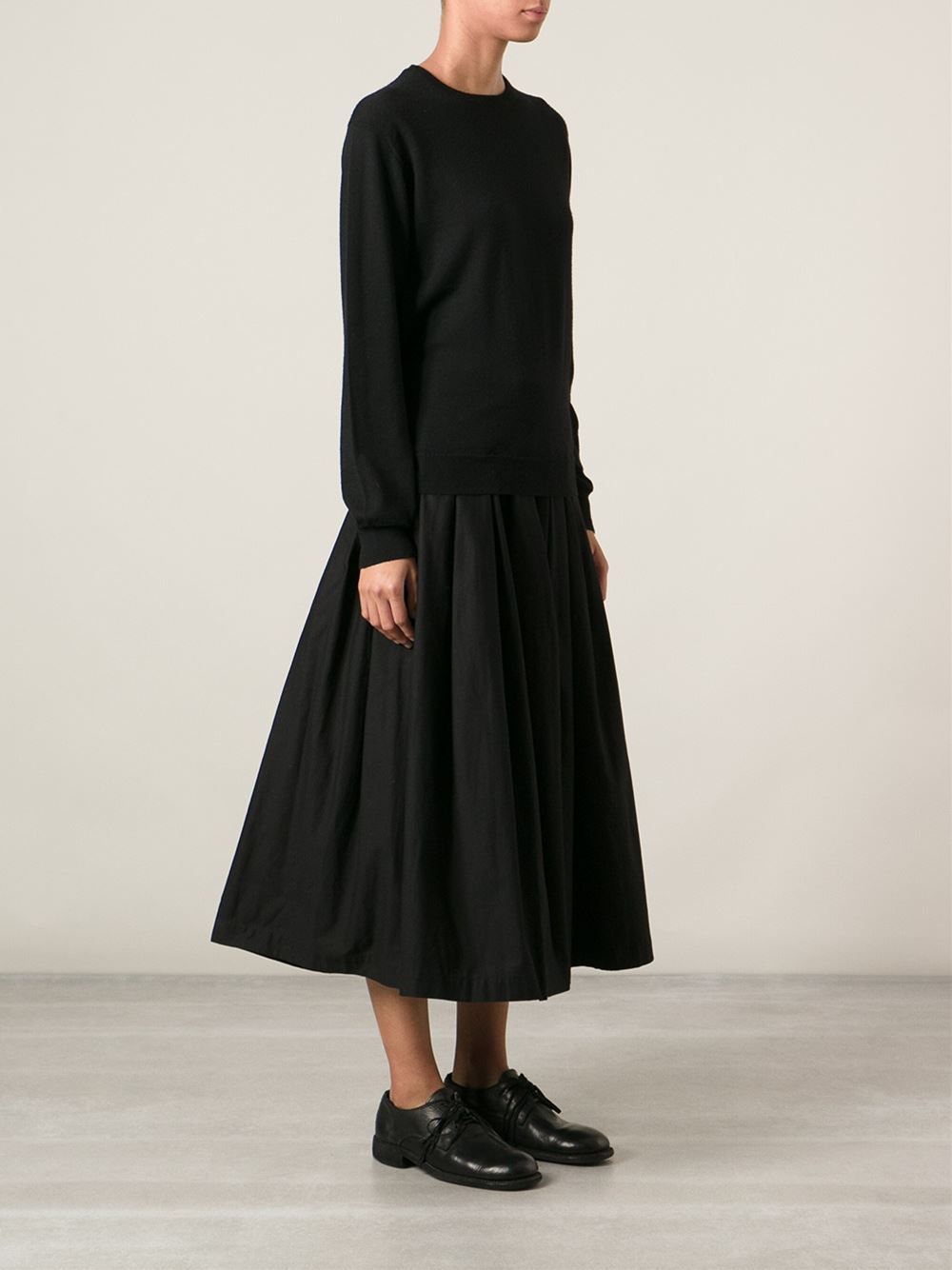 Yohji Yamamoto Pleated Skirt in Black - Lyst