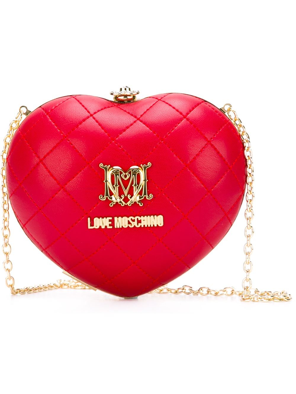 Lyst Love Moschino Quilted Heart Clutch in Metallic