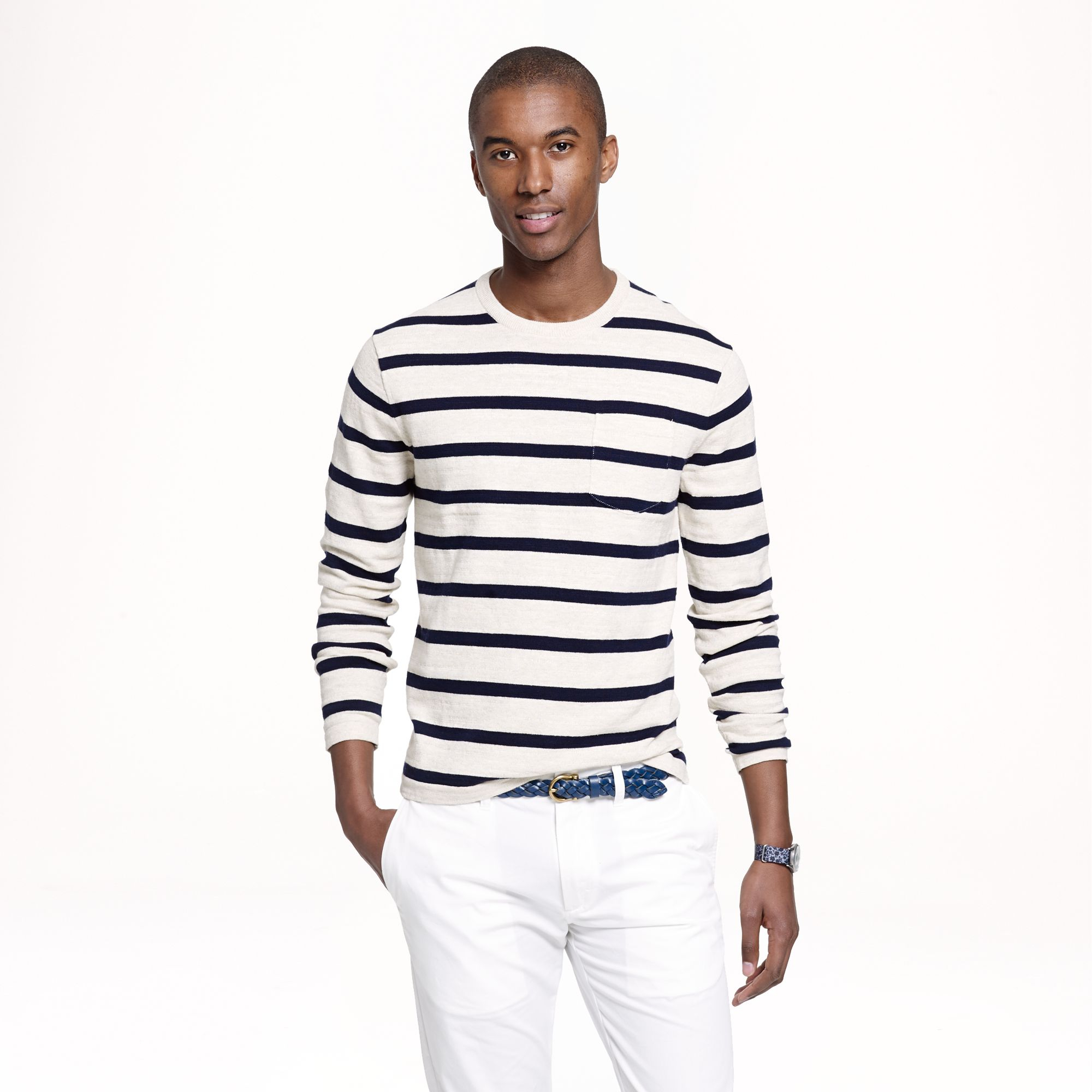 J.crew Cotton Beach Sweater in Navy Stripe in Blue for Men | Lyst