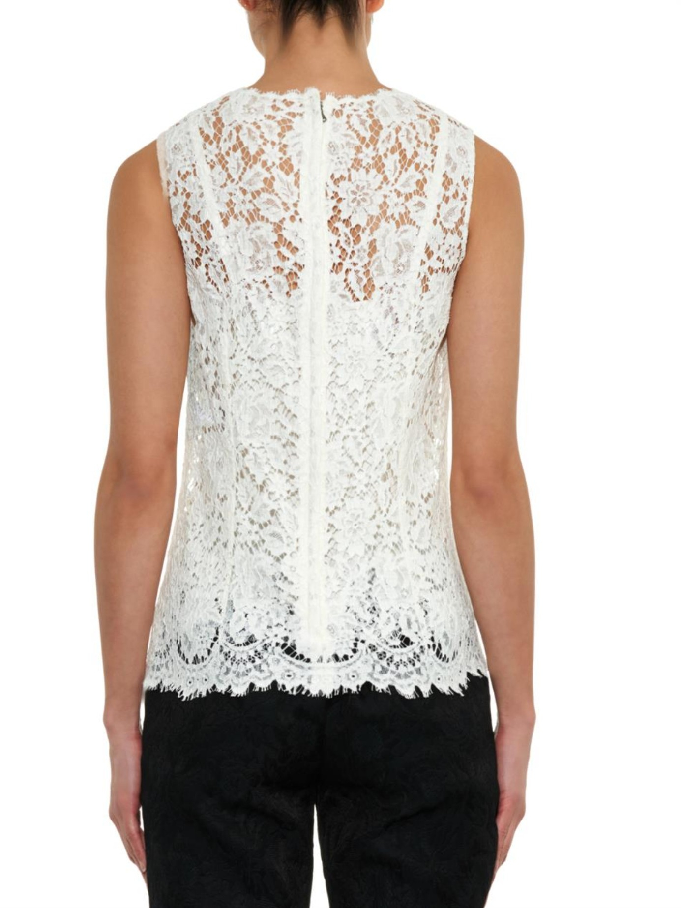 Dolce & Gabbana Sleeveless Lace Top in White - Lyst