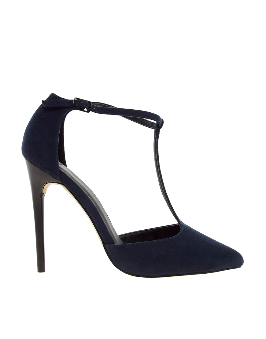 Lyst - Asos Playground T-Bar Pointed High Heels in Black