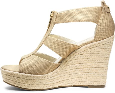 Michael Kors Michael Damita Wedge Sandal in Gold | Lyst