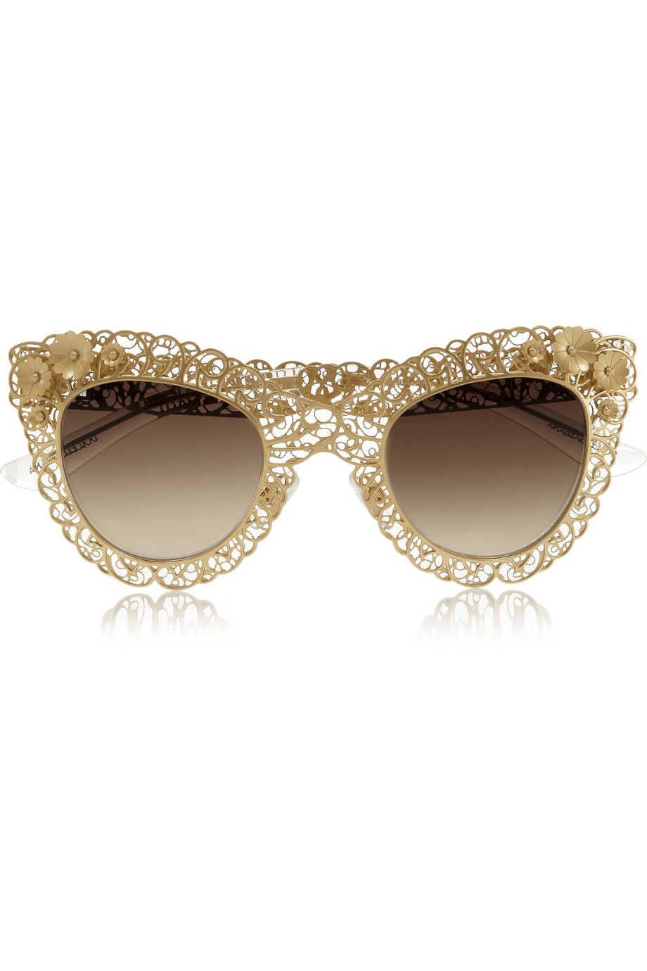 Lyst - Dolce & Gabbana Cat Eye Filigree Goldtone Sunglasses in Metallic