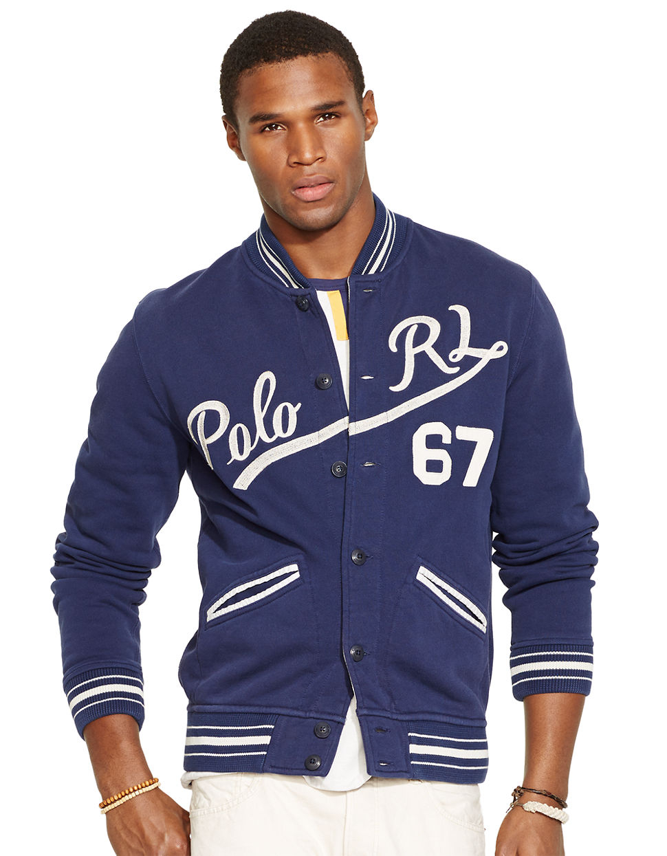 rrl fleece baseball jacket