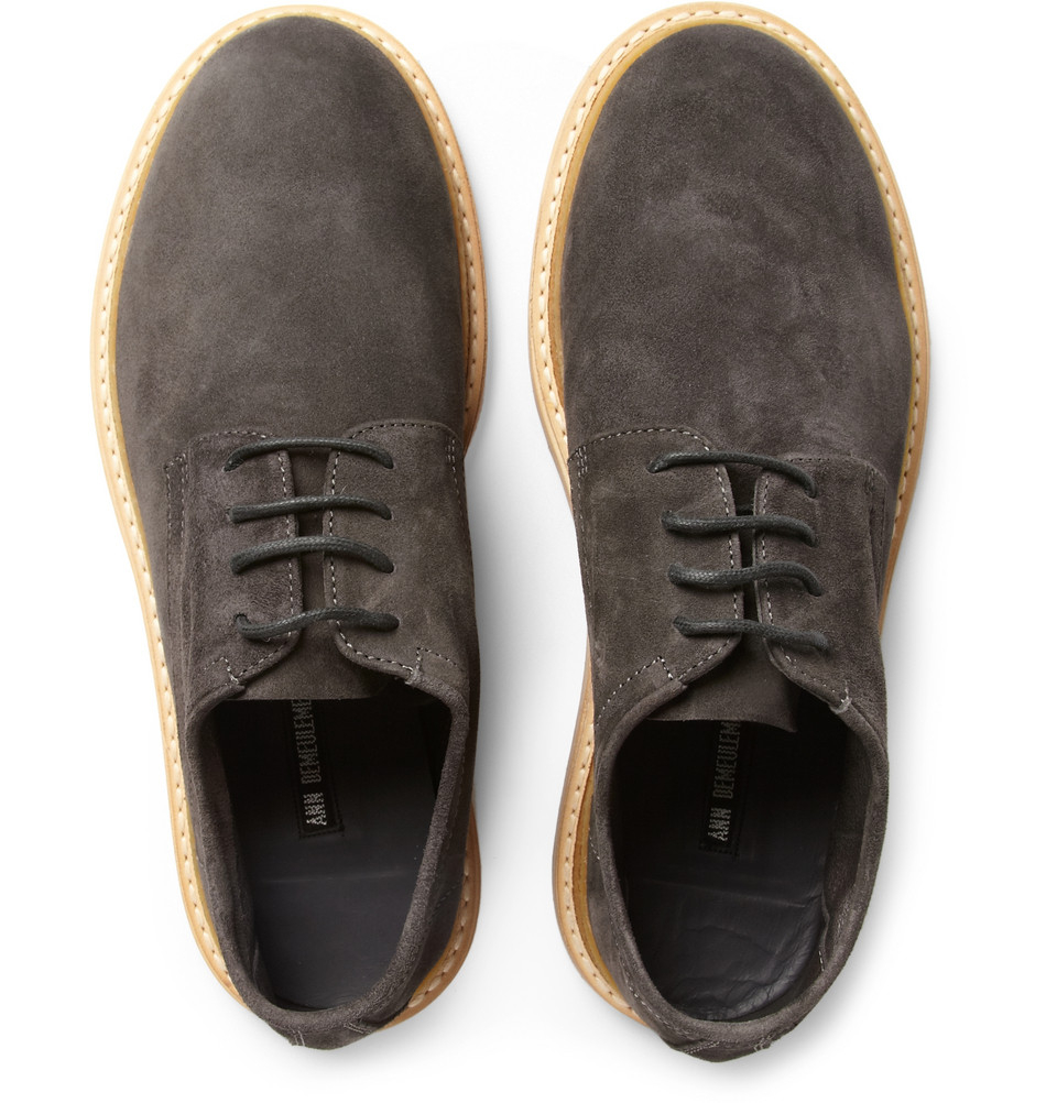 Ann Demeulemeester Suede Derby Shoes in Gray for Men - Lyst