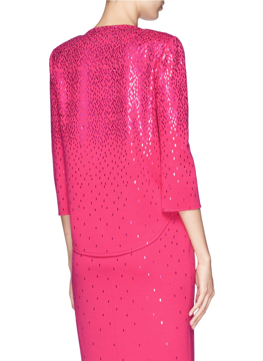 Lyst St John Sequin Embroidery Milano Knit Jacket In Pink