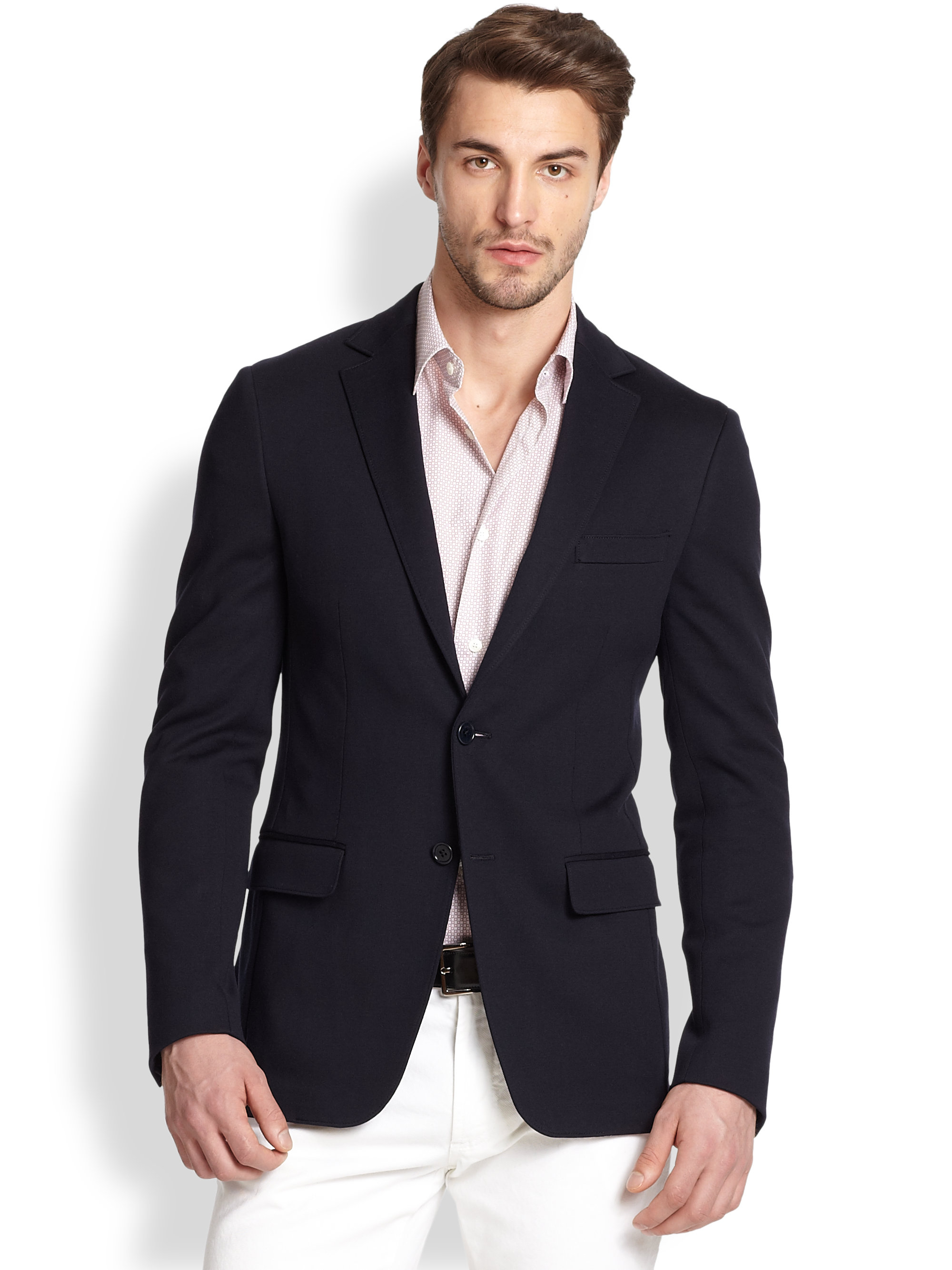 Ferragamo Knit Stretch Cotton Blazer in Black for Men | Lyst