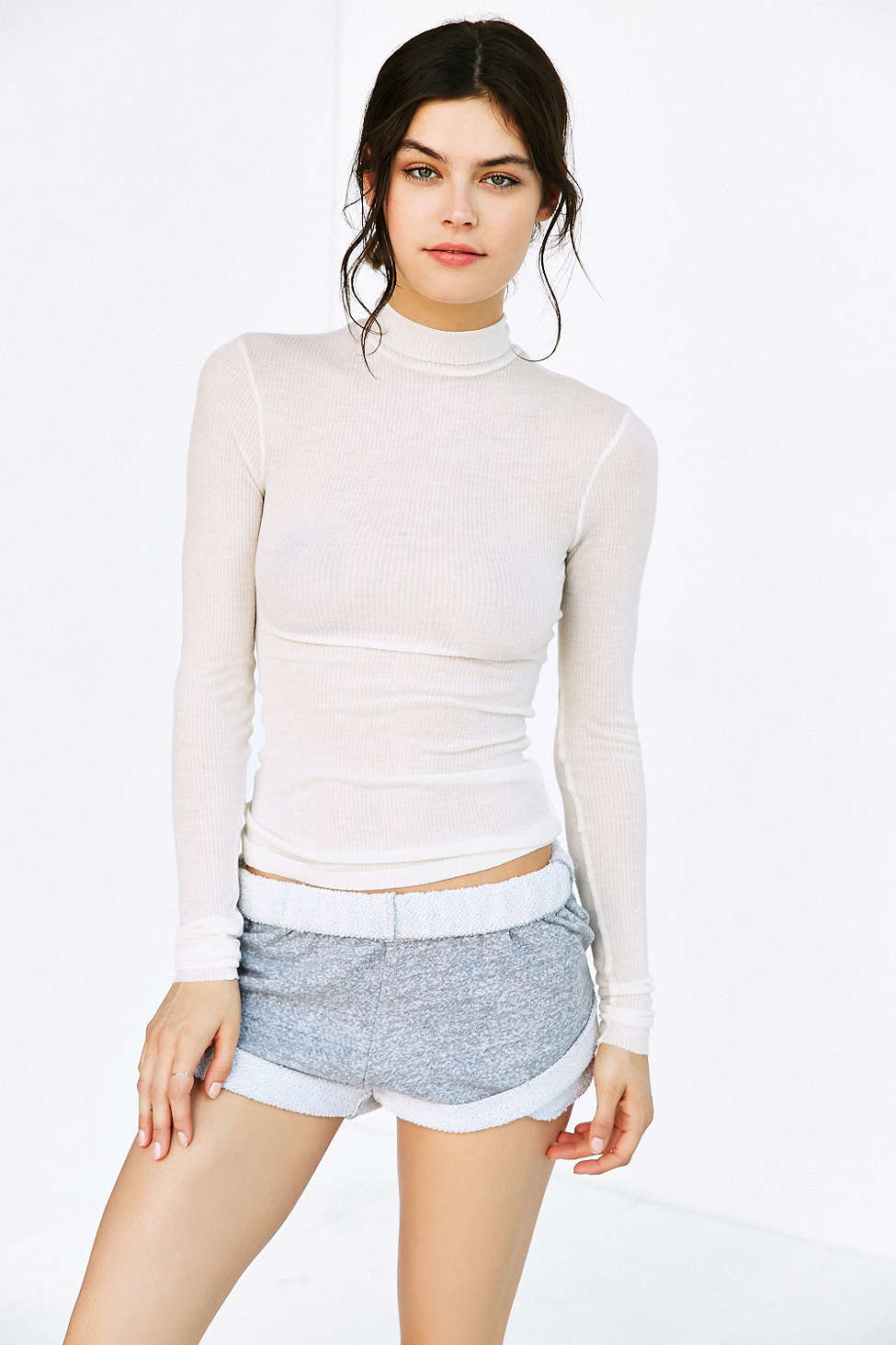 Lyst - Out From Under Ribbed Turtleneck Top in White