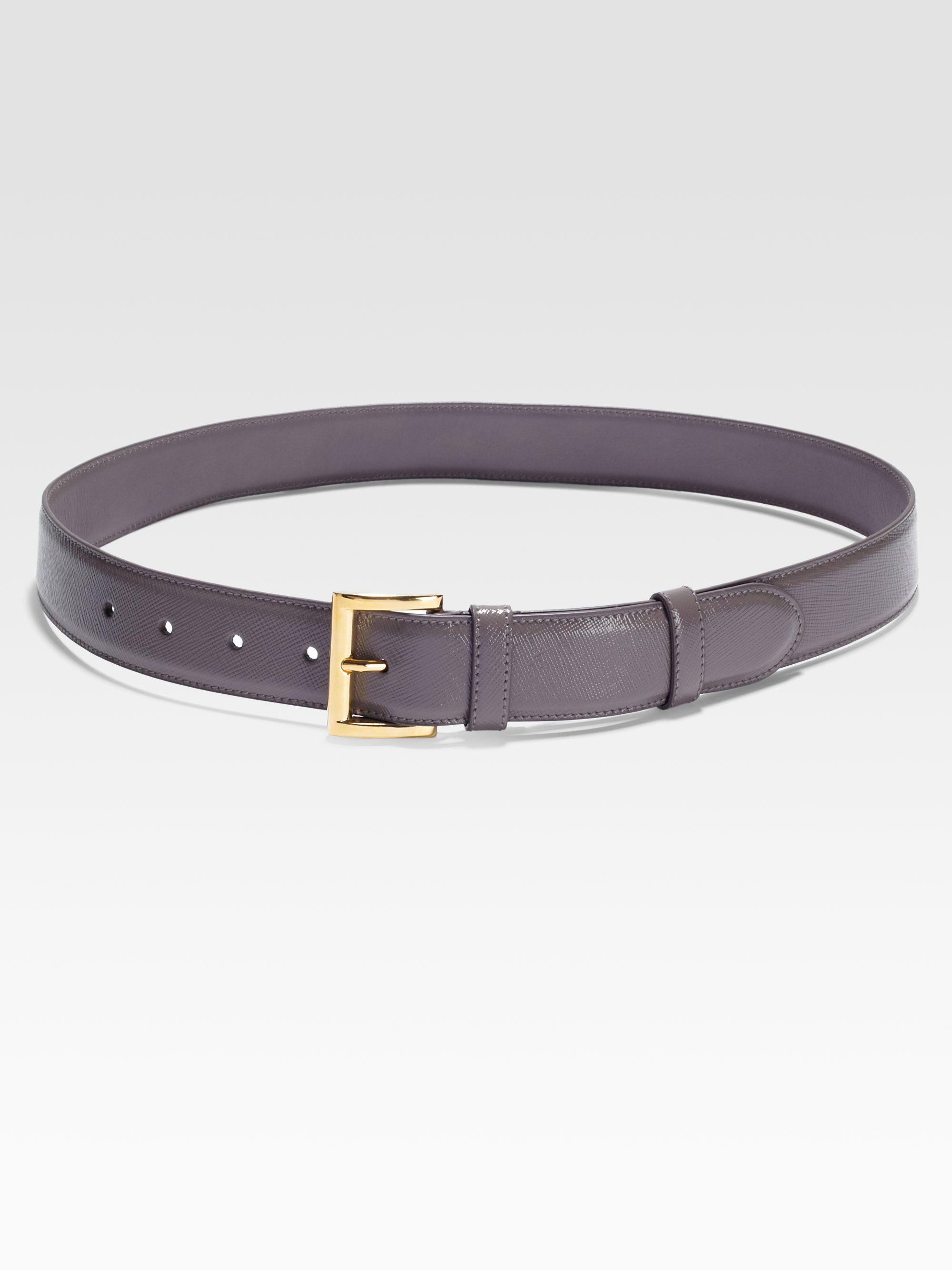 Prada Vernice Saffiano Leather Belt in Gray (grey) | Lyst  