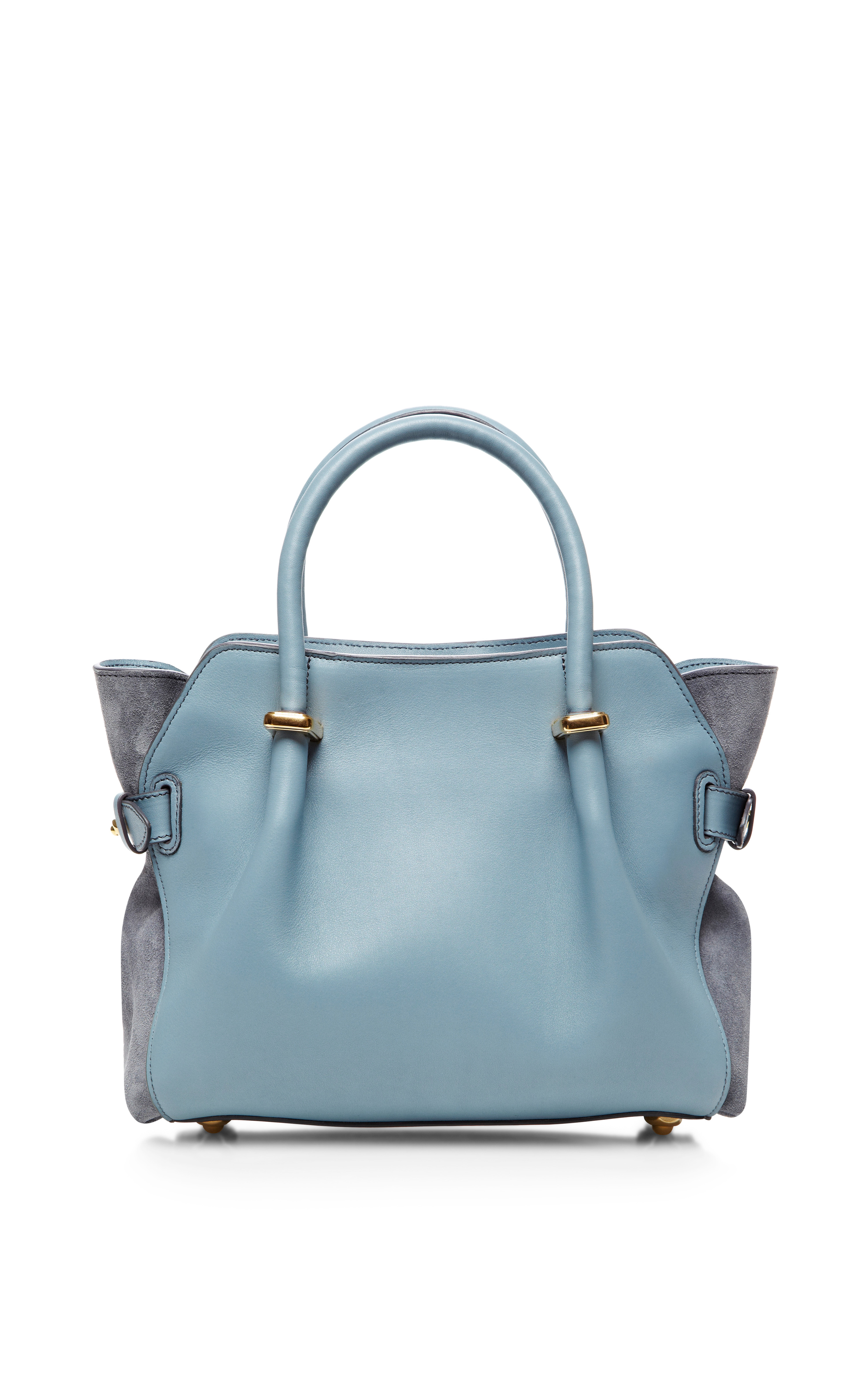 Nina Ricci Marche Small Leather and Suede Satchel in Gray (Grey) | Lyst