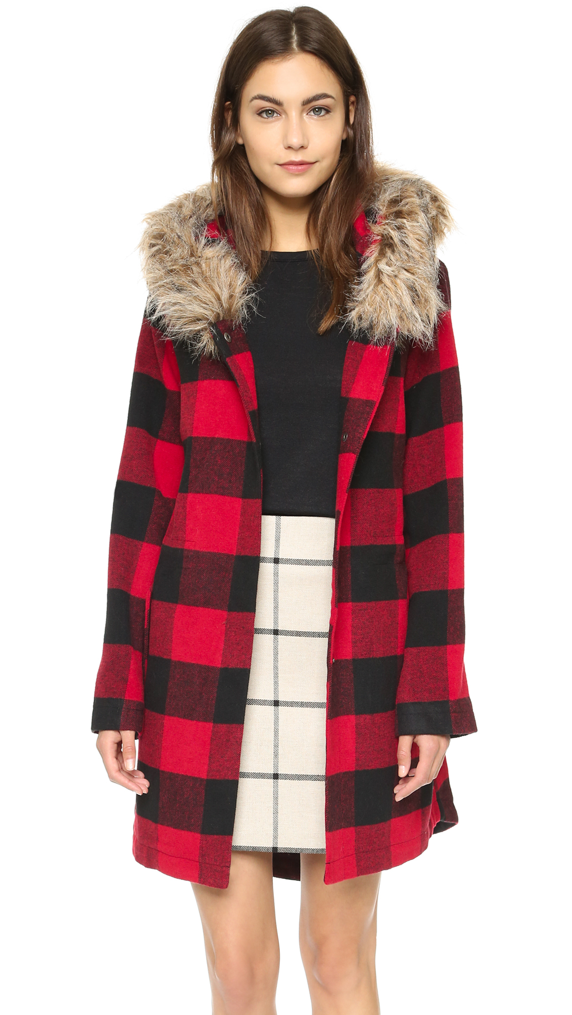 Lyst - Bb Dakota Jaslene Buffalo Plaid Coat - Oilslick in Red