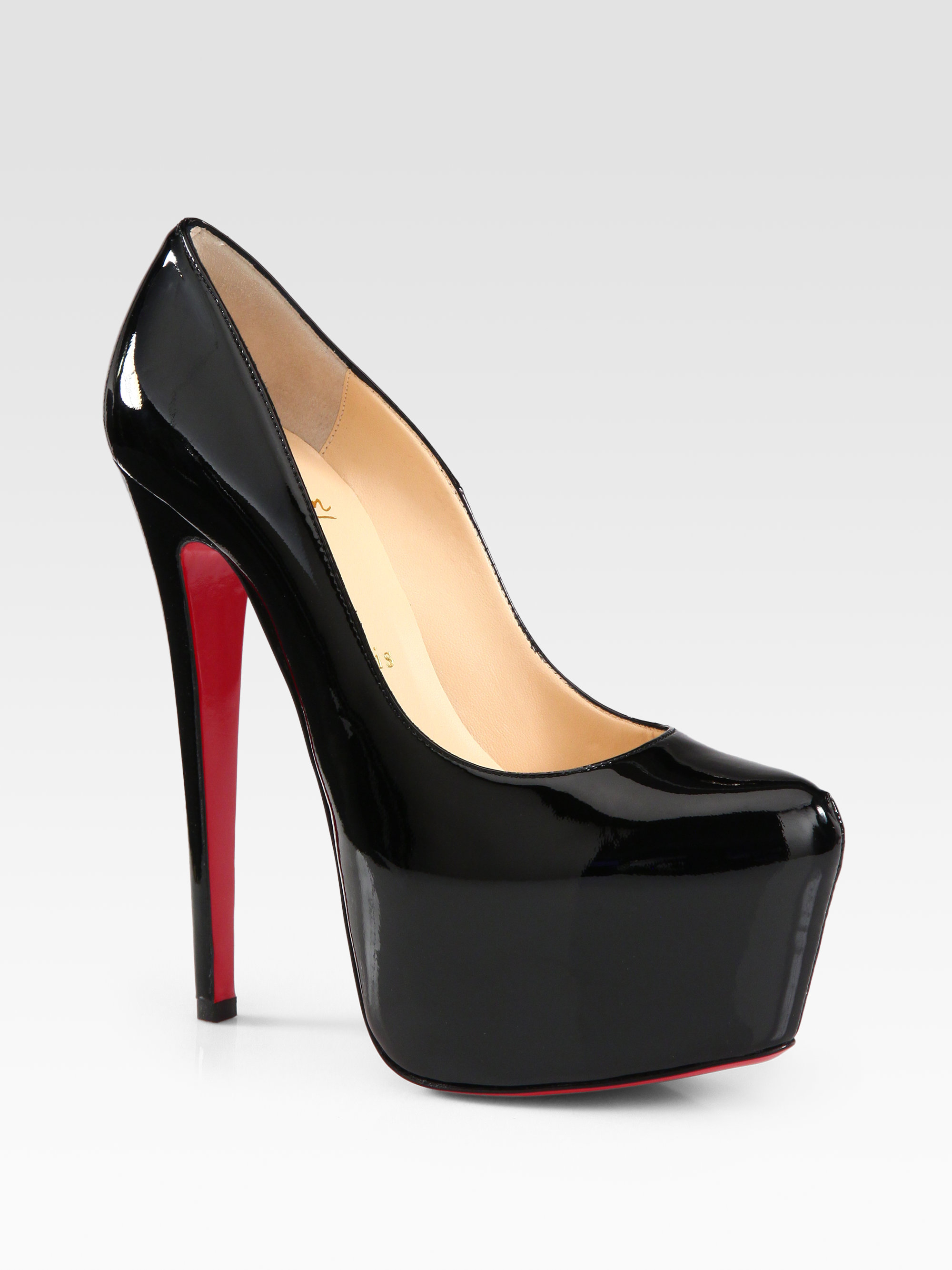 Christian Louboutin Patent Leather Platform Pumps in Black | Lyst