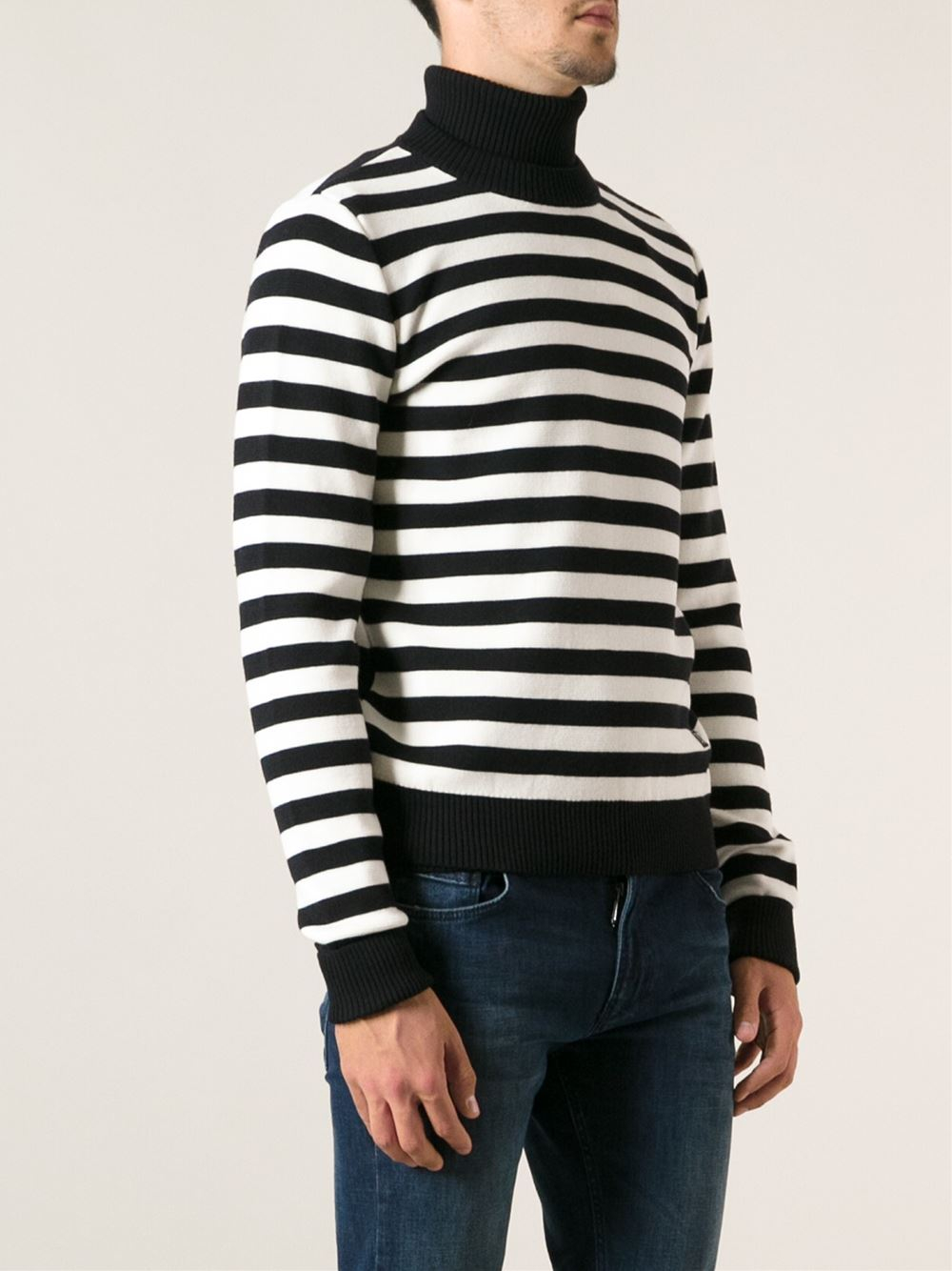 Lyst - Ami Striped Sweater in Black for Men