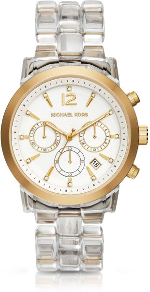 Michael Kors Audrina Clear Acetate Watch in Gold