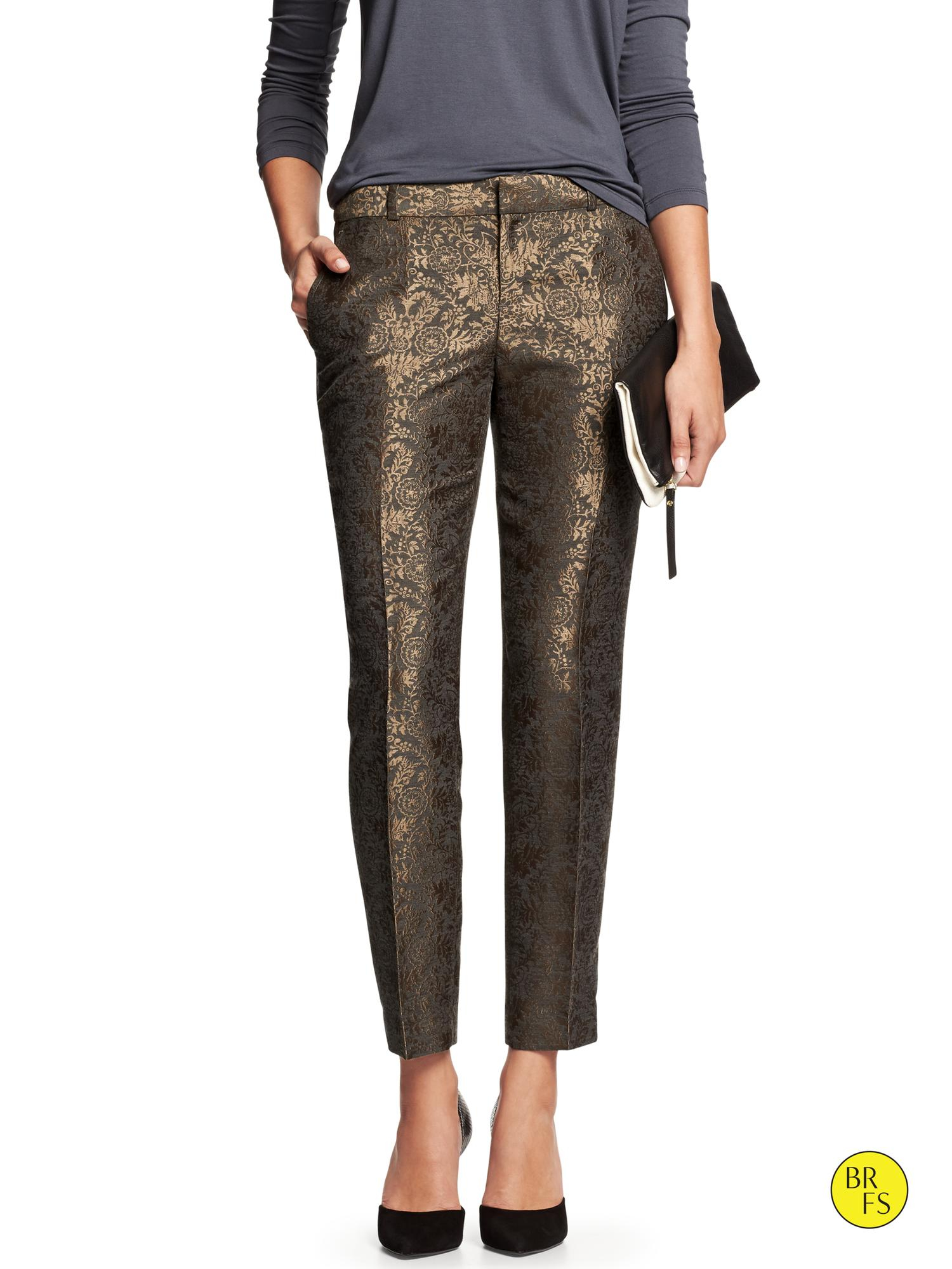 Banana Republic Factory MartinFit Jacquard Slim Ankle Pant in Gold
