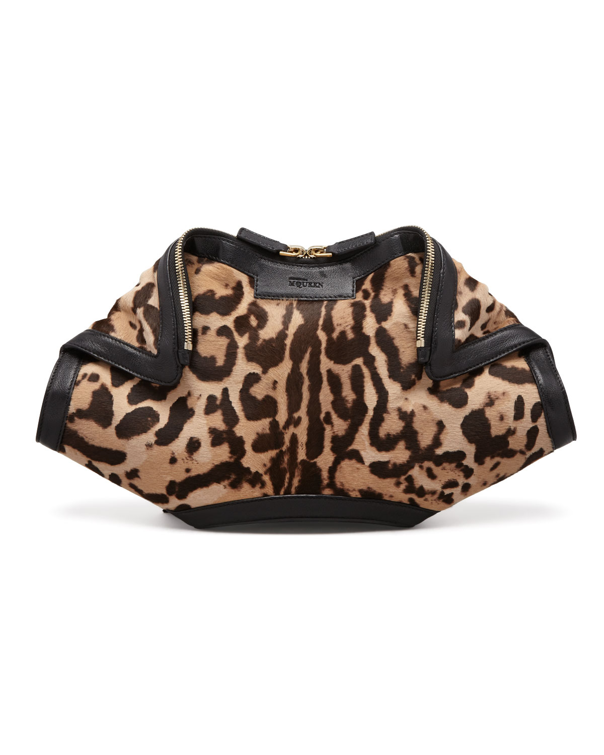 Lyst Alexander Mcqueen Demanta Leopardprint Calf Hair Clutch Bag