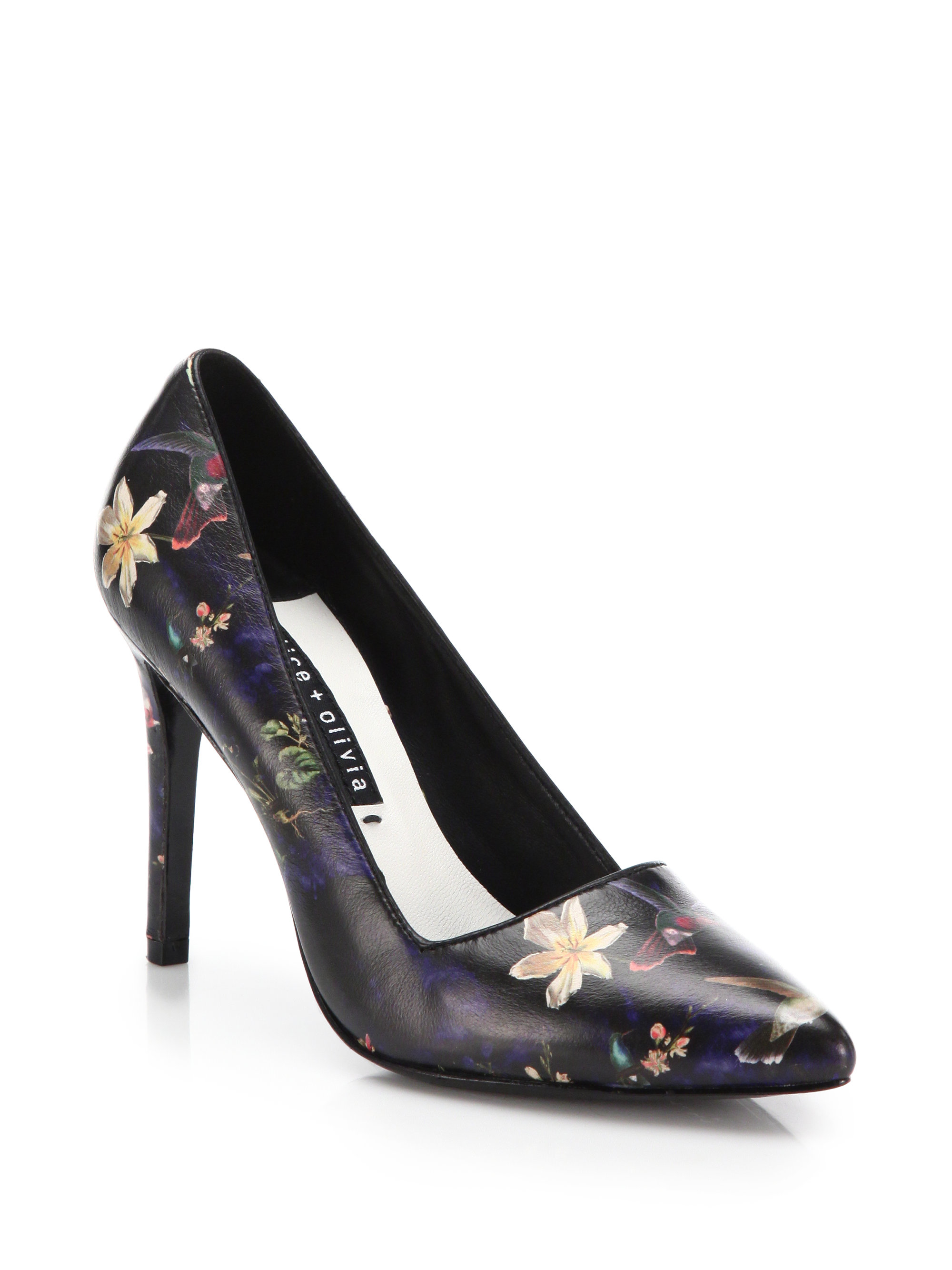 black floral pumps