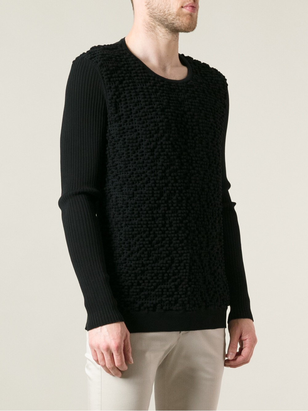 Jil Sander Bobble Knit Sweater in Black for Men | Lyst